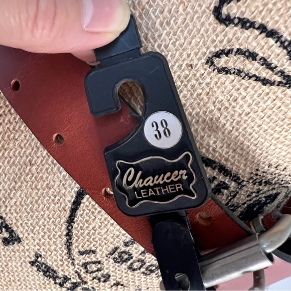 Vintage Chaucer Brown Harness Leather Perforated Belt NWT